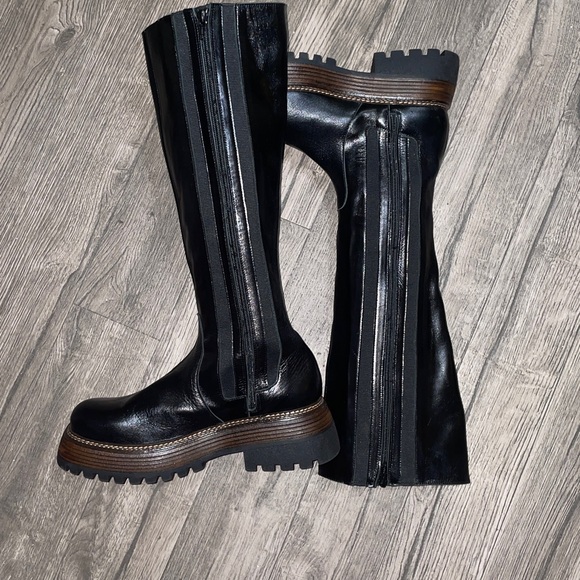 Free People black Rhodes tall Chelsea platform boots NEW - Picture 4 of 13